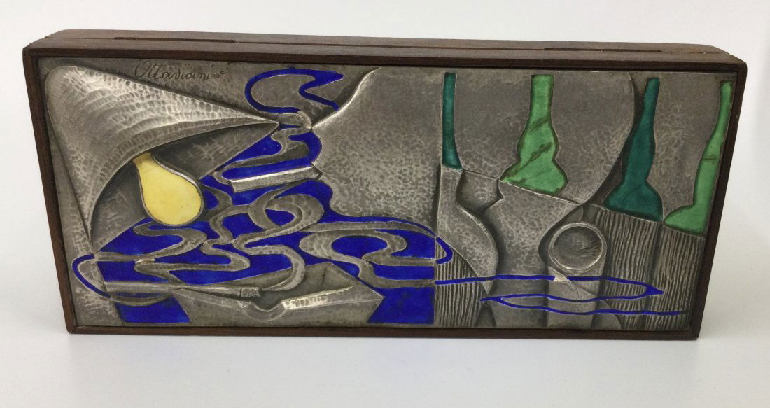 Ottaviani Signed Sterling ENAMEL wood decorative box (1 of 1)