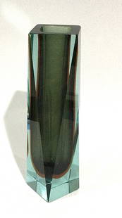 Murano Large Sommerso Faceted Vases attr Flavio Poli: Murano Large Sommerso Faceted Vases attr Flavio Poli