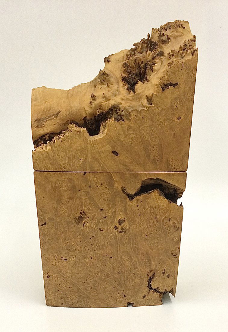 Michael Elkan Large Burl Wood Signed Covered box 2: Michael Elkan Large Burl Wood Signed Covered box 2 pieces