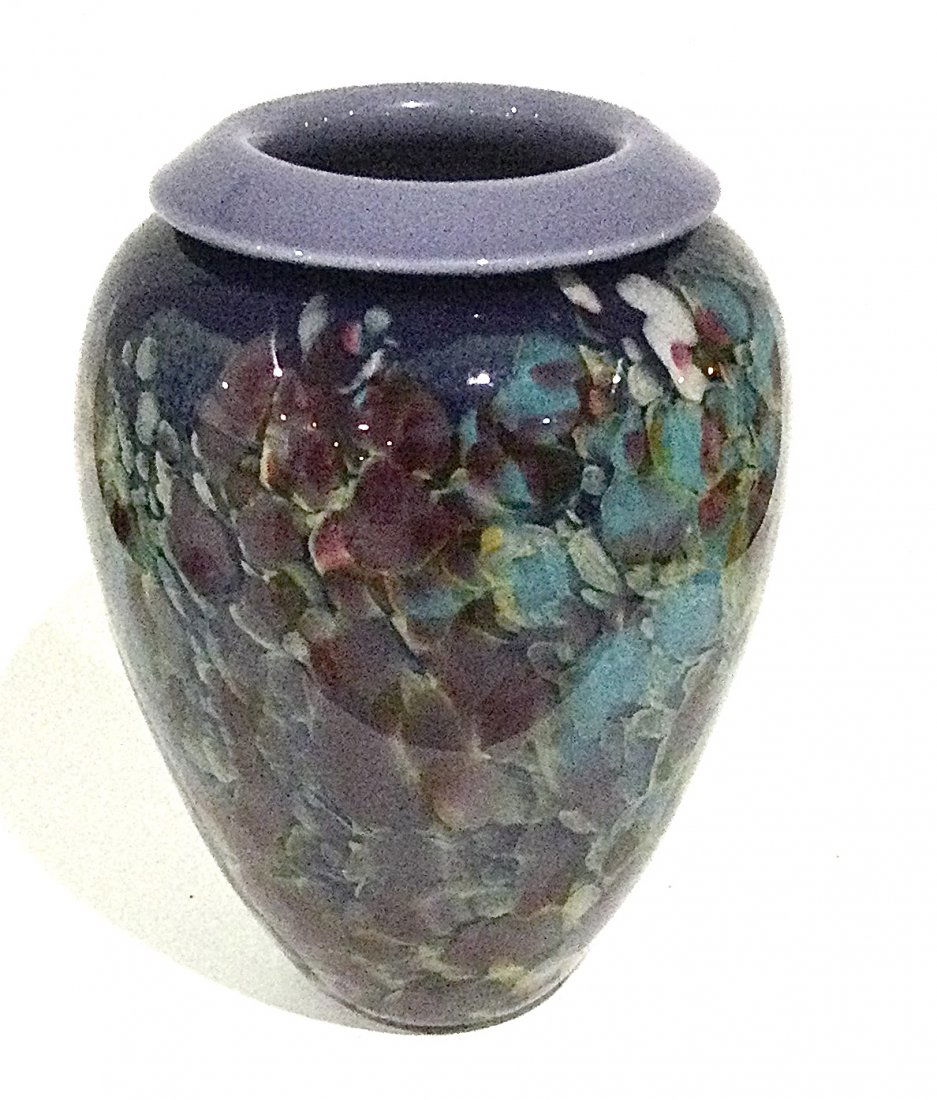 Stephen Rolfe Powell Purple Murrine Studio Glass Vase (1 of 2)