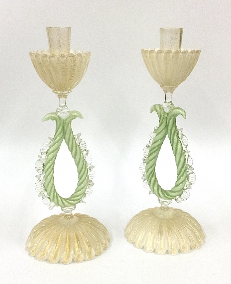 Pair Fratelli Toso Murano mid century candle holders PR (1 of 3)