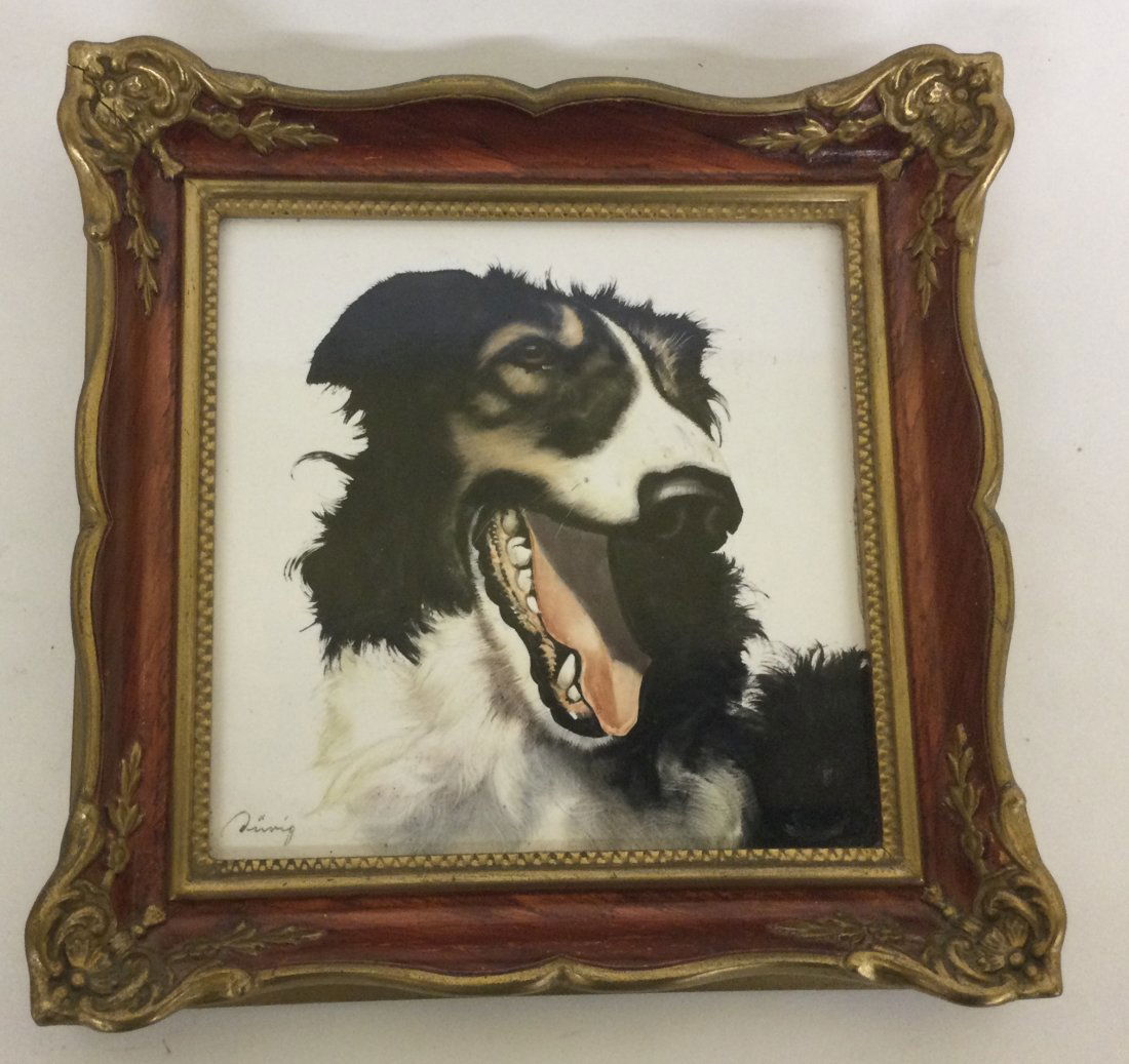 1930s  porcelain Rosenthal Artist Signed Dog Hanging plaque (1 of 3)