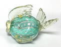 Vibrant Murano Fish in green and white with gold accents attributed to Dino Martens