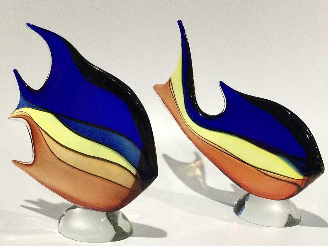 Pair Archimede Seguso Murano Vibrant Fish sculptures (1 of 4)