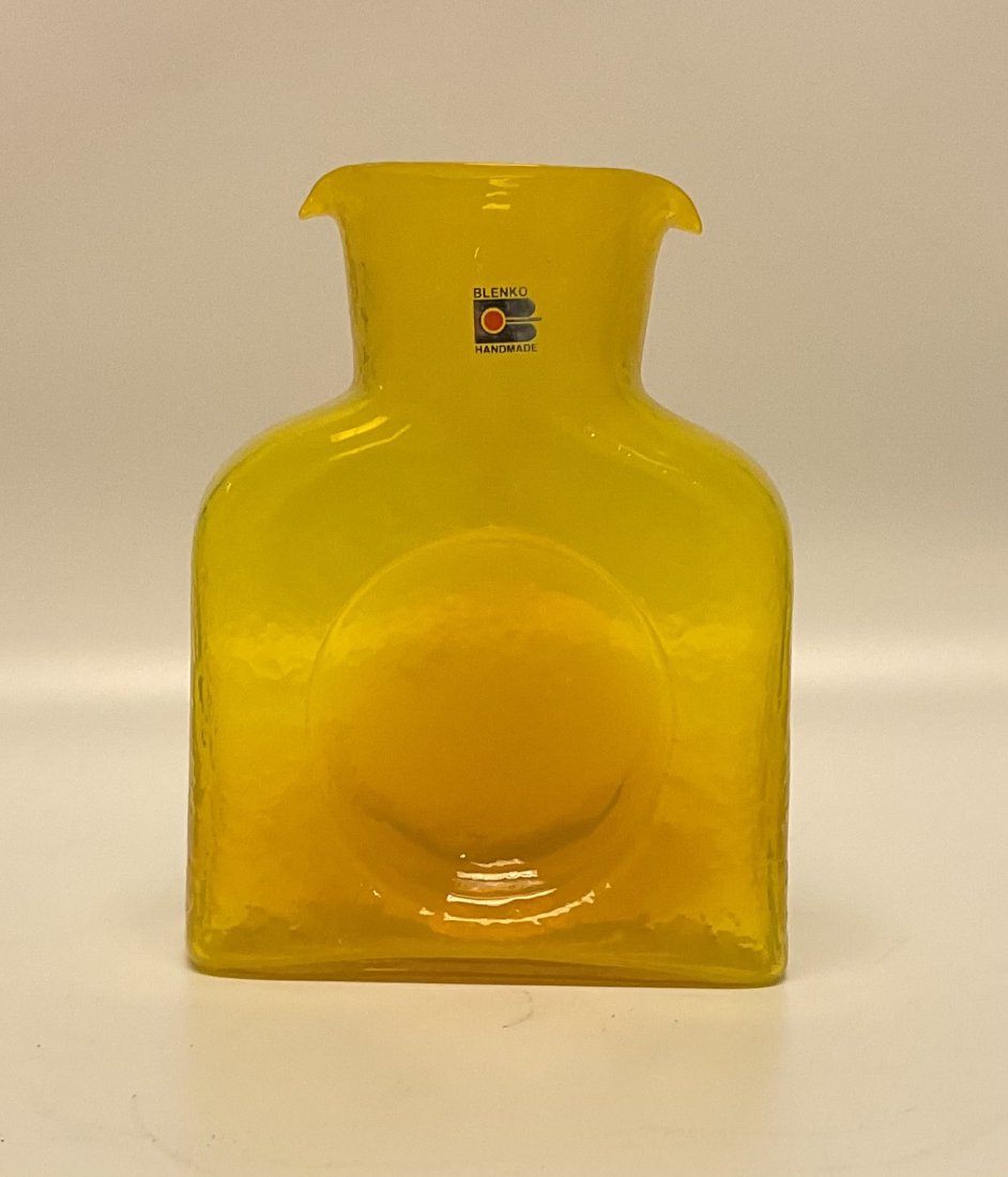Blenko Art Glass water bottle in Jonquil with original label (1 of 1)
