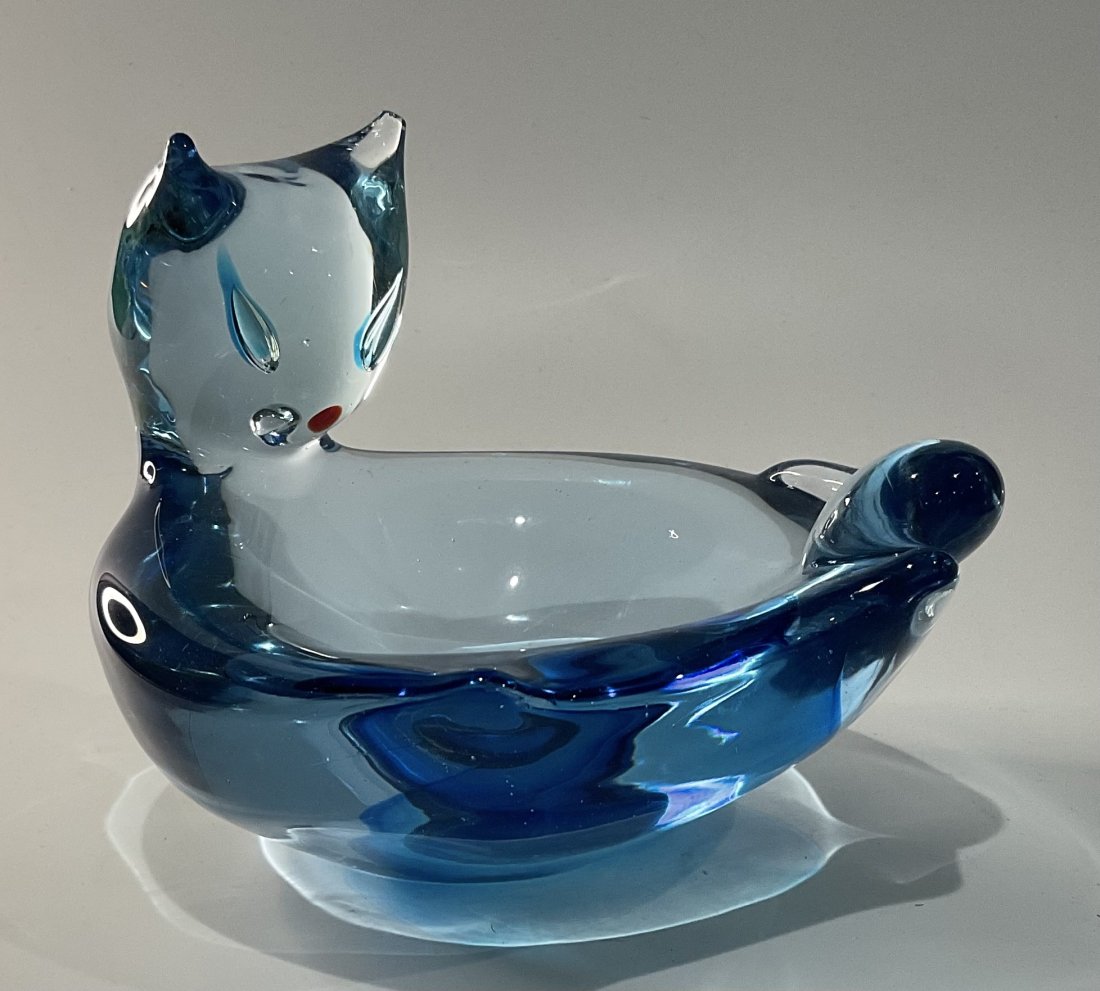 Antonio Da Ros Cenedese Murano Cat sculptural bowl (1 of 1)