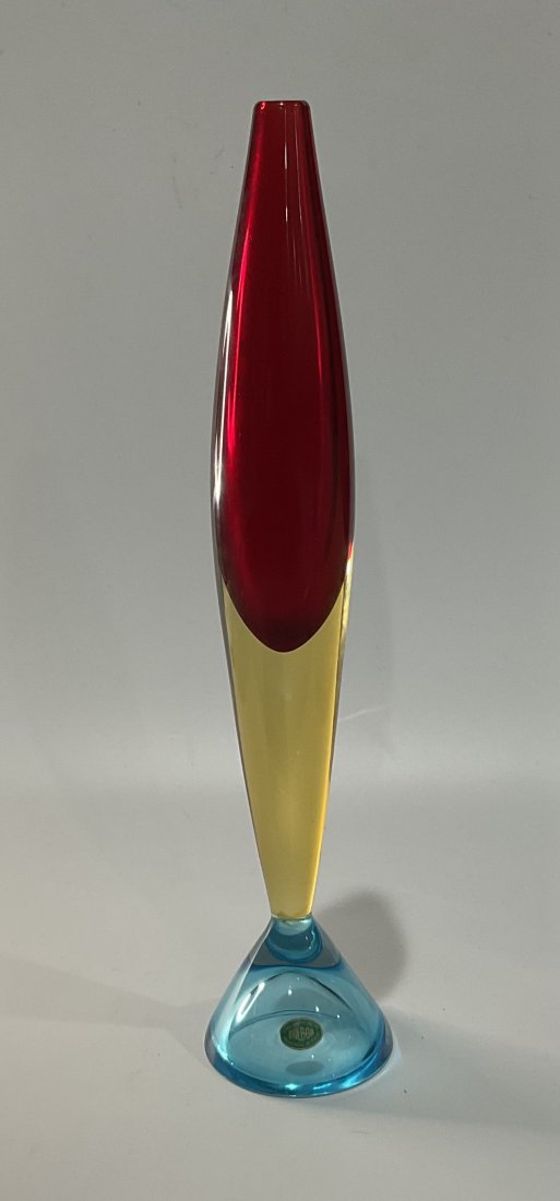 Tall Bullet Form Murano Sommerso Vase with original label (1 of 2)
