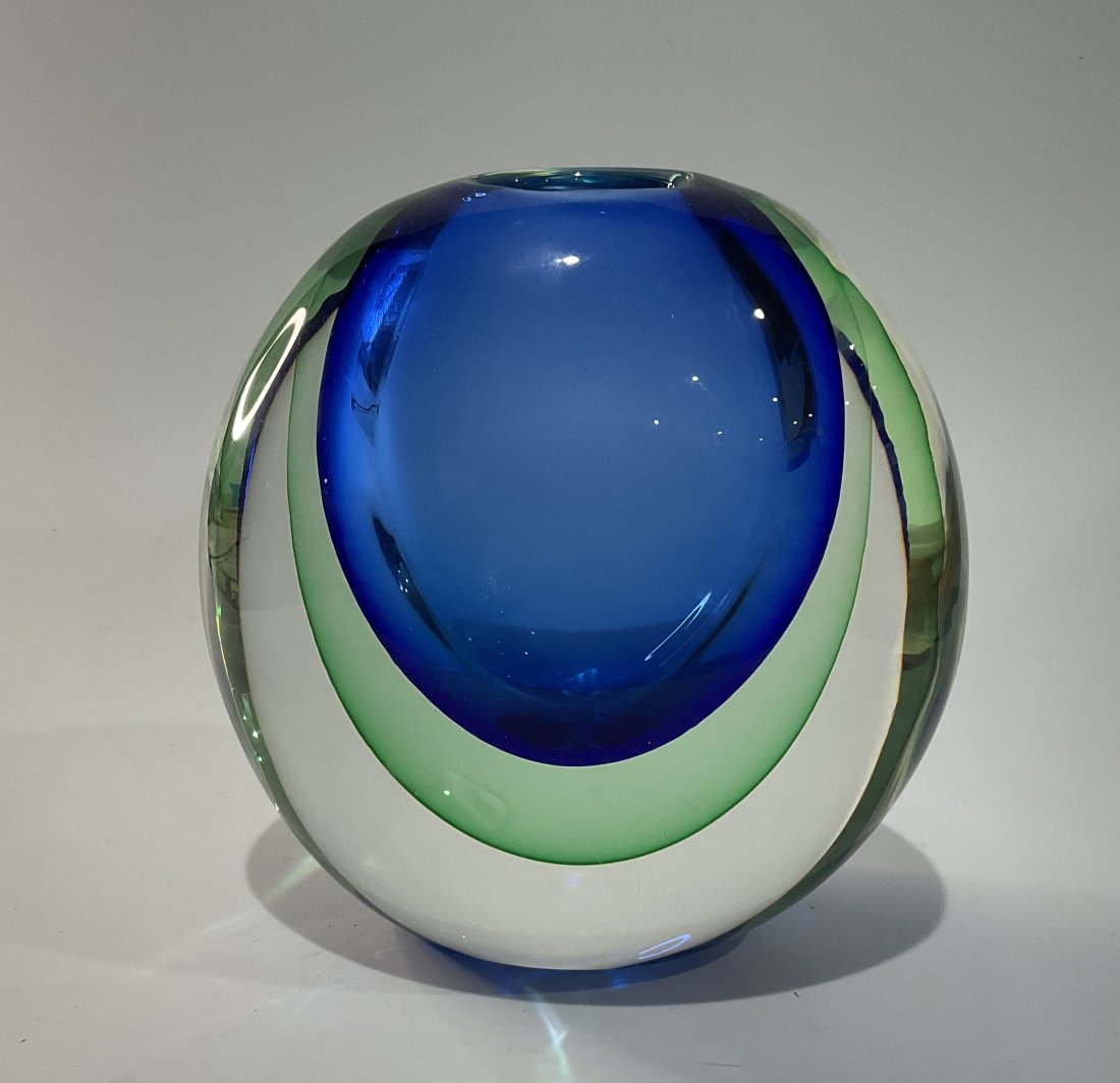 Luigi Mellara Artist Signed Murano Art Glass Sommerso Vase (1 of 2)