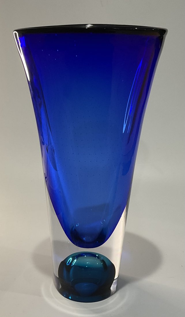 Kosta Boda Sommerso Art glass vase by Warff signed (1 of 2)