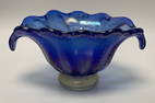 AVeM Murano Irredescent blue bowl with applied gold foot