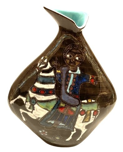 Abstract Fantoni Italy Figural Art Pottery vase signed (1 of 4)