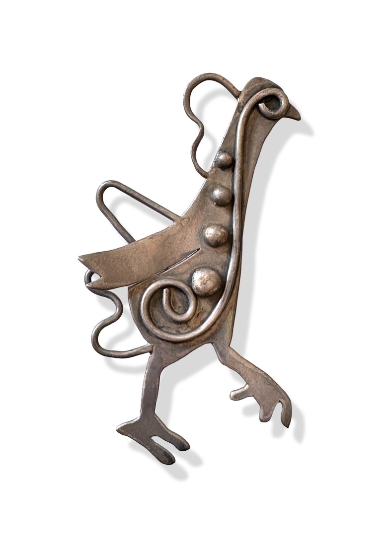 Studio Modern Mid Century silver bird brooch pin from the estate of a Cranbrook artist (1 of 3)