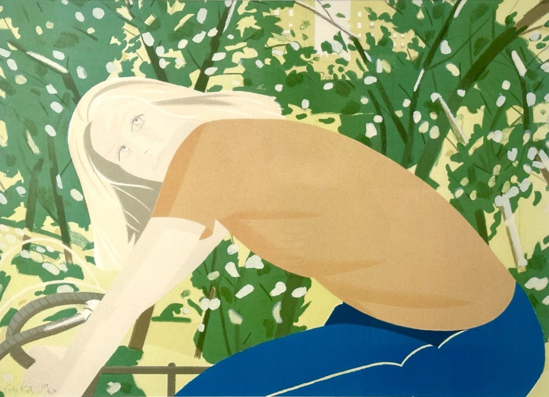 Alex Katz Bicycle Rider color lithograph on Arches Cover paper USA 1982 Pencil Signed and Numbered (1 of 10)