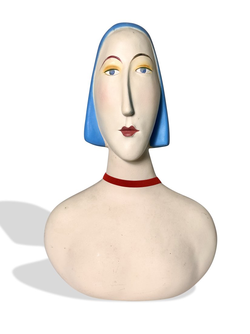 Maira Kalman Ralph Pucci Mannequin pop art head sculpture with blue hair USA 1980s (1 of 8)