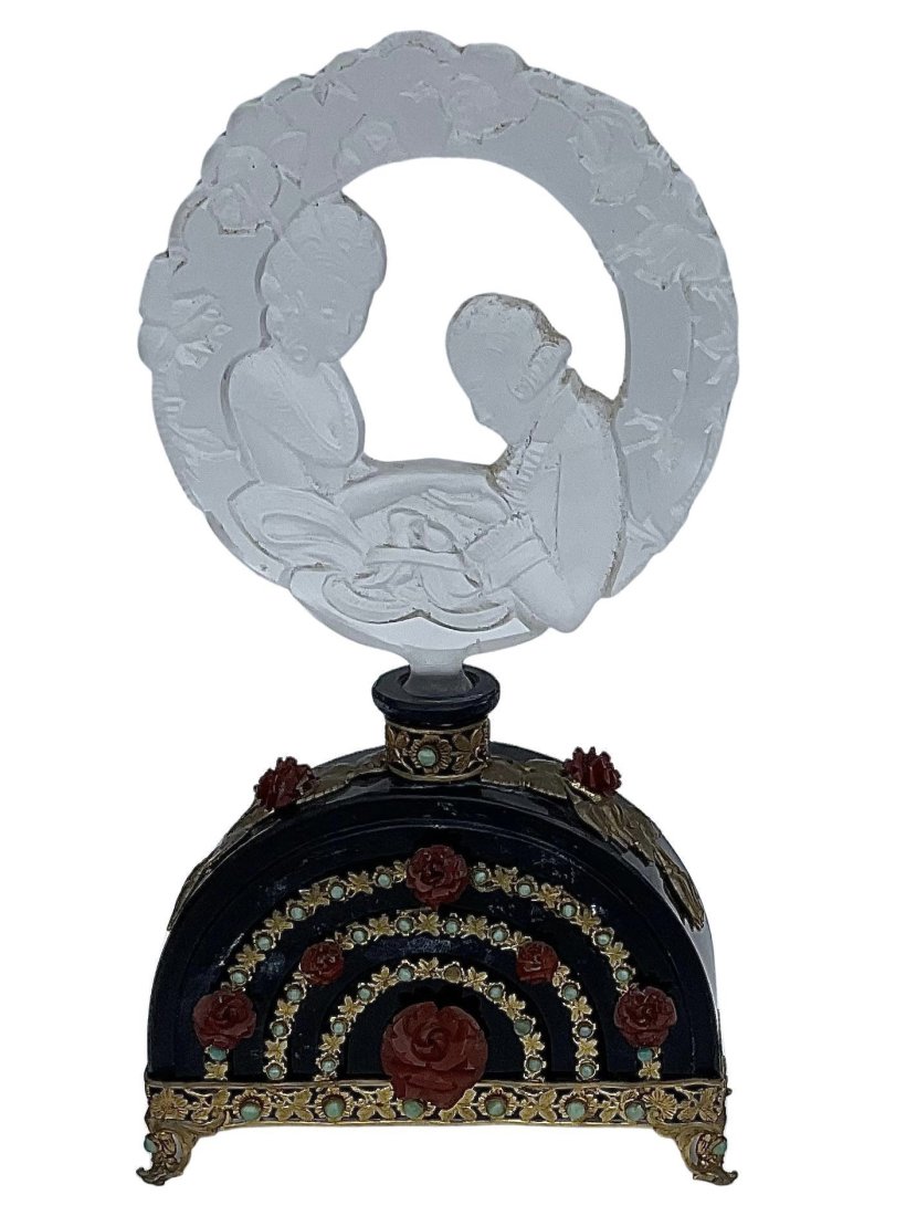 1930s Czech Josef Schmidt Perfume Bottle with sculptued stopper (1 of 5)