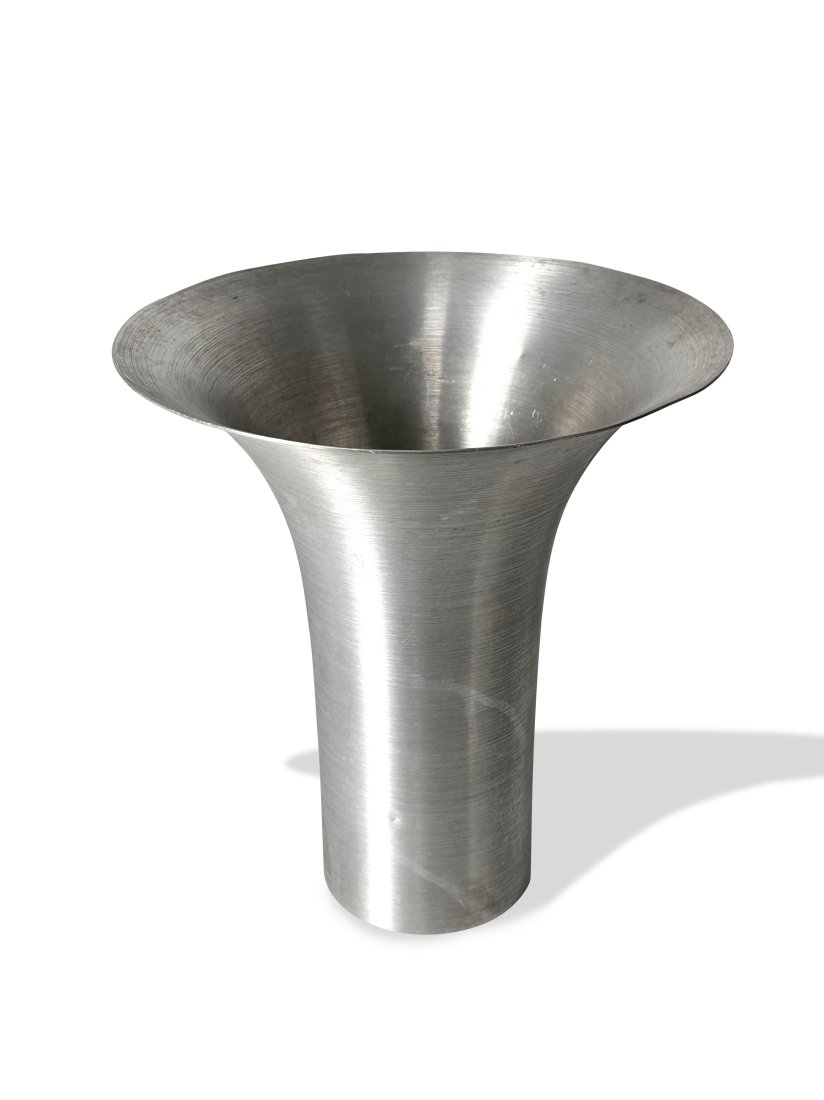 Russel Wright Raymor 1930s Spun Aluminum Vase Wright Accessories Signed to Underside: Russel Wright Raymor 1930s Spun Aluminum Vase Wright Accessories Signed to Underside