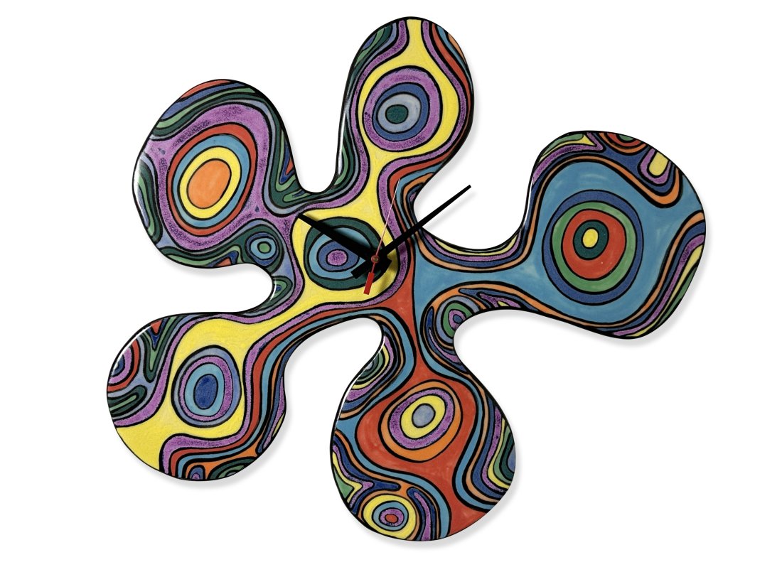 PUCCI Style abstract psychedelic mid century modern wall clock amoeba form (1 of 9)