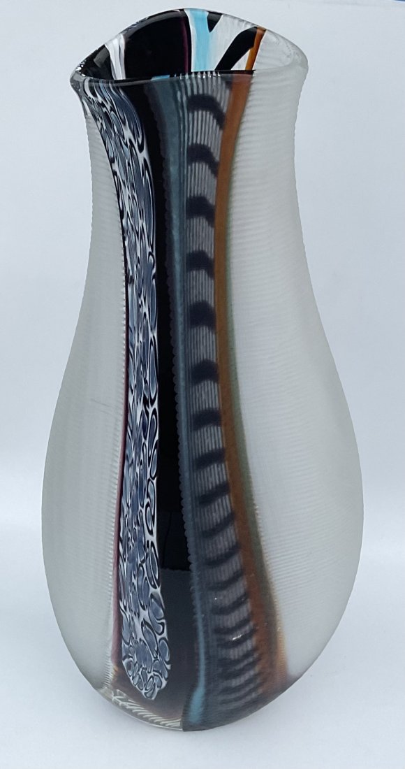 Afro Celotto LARGE Murano Artist signed studio glass vase with amazing battuto work (1 of 2)