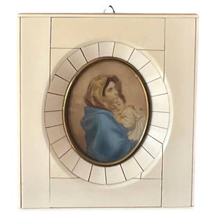 Early Antique Painting of Mother and Child: Early Antique Painting of Mother and Child