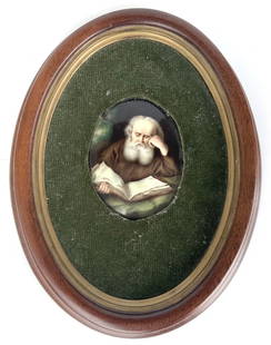 Early Antique Painting of Bearded Man with book: Early Antique Painting of Bearded Man with book