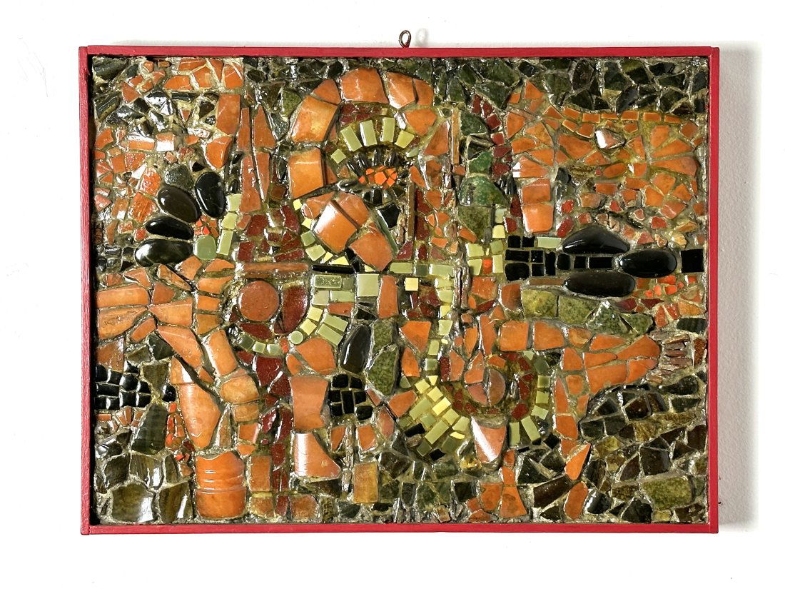 Signed and dated 1965 Tile Mosaic Abstract Mid Century Modern wall hanging (1 of 6)