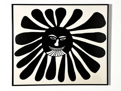 Kenojuak Ashevak The Woman Who Lives in the Sun from 1974 Detroit Area Inuit Collectors estate: Kenojuak Ashevak The Woman Who Lives in the Sun from 1974 Detroit Area Inuit Collectors estate. We were unable to find another example in black. In addition this example is larger. It is not signed.