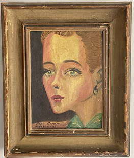 Pepe Romero Mexico Painting of female signed and dated 1951 Artist Board: Pepe Romero Mexico Painting of female signed and dated 1951 Artist Board