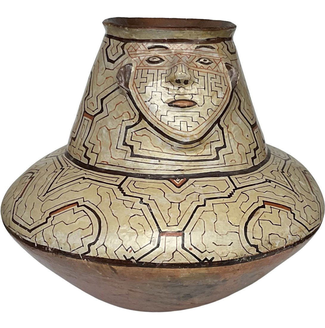 Large Amazonian Shipibo Pottery Jar Or Vase With Protruding Face Auction