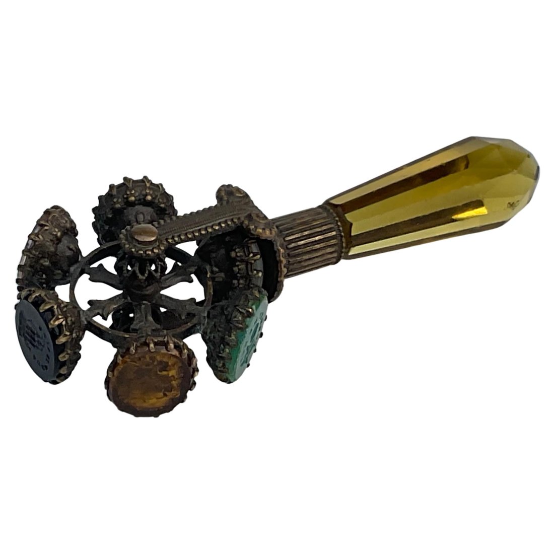 Dark Yellow Handled stone antique rolling multi Wax seal (1 of 10)