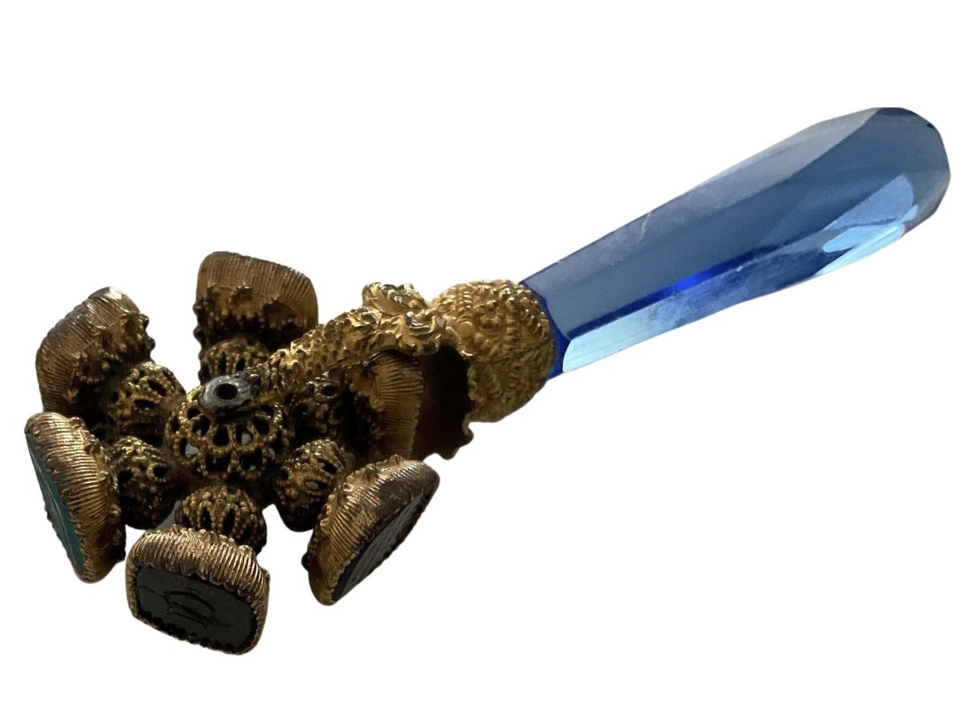 Blue Handled antique rolling multi Wax seal (1 of 7)