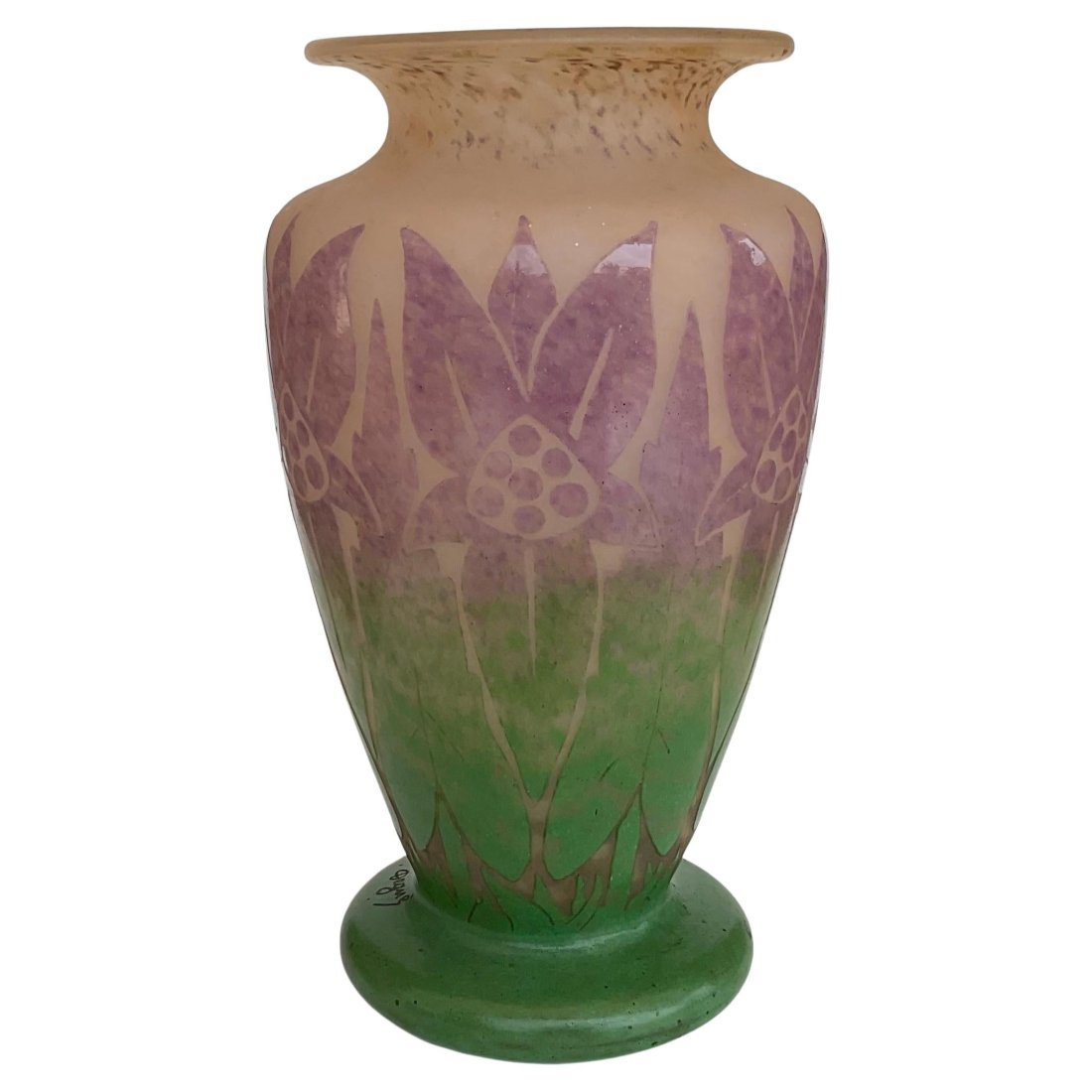 Large Art Deco Signed Degue Cameo Glass Vase (1 of 4)