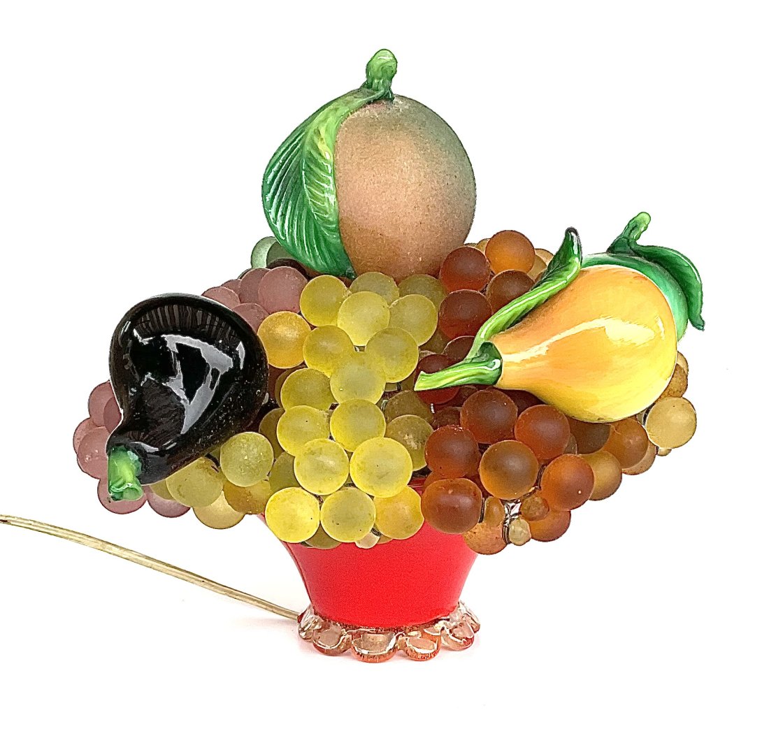 Art Deco 2 piece Murano Art Glass lidded fruit lamp (1 of 5)