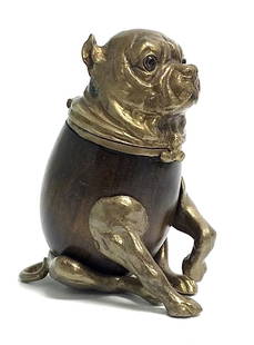 Arthur Court Lidded Signed Bulldog figural sculpture: Arthur Court Lidded Signed Bulldog figural sculpture