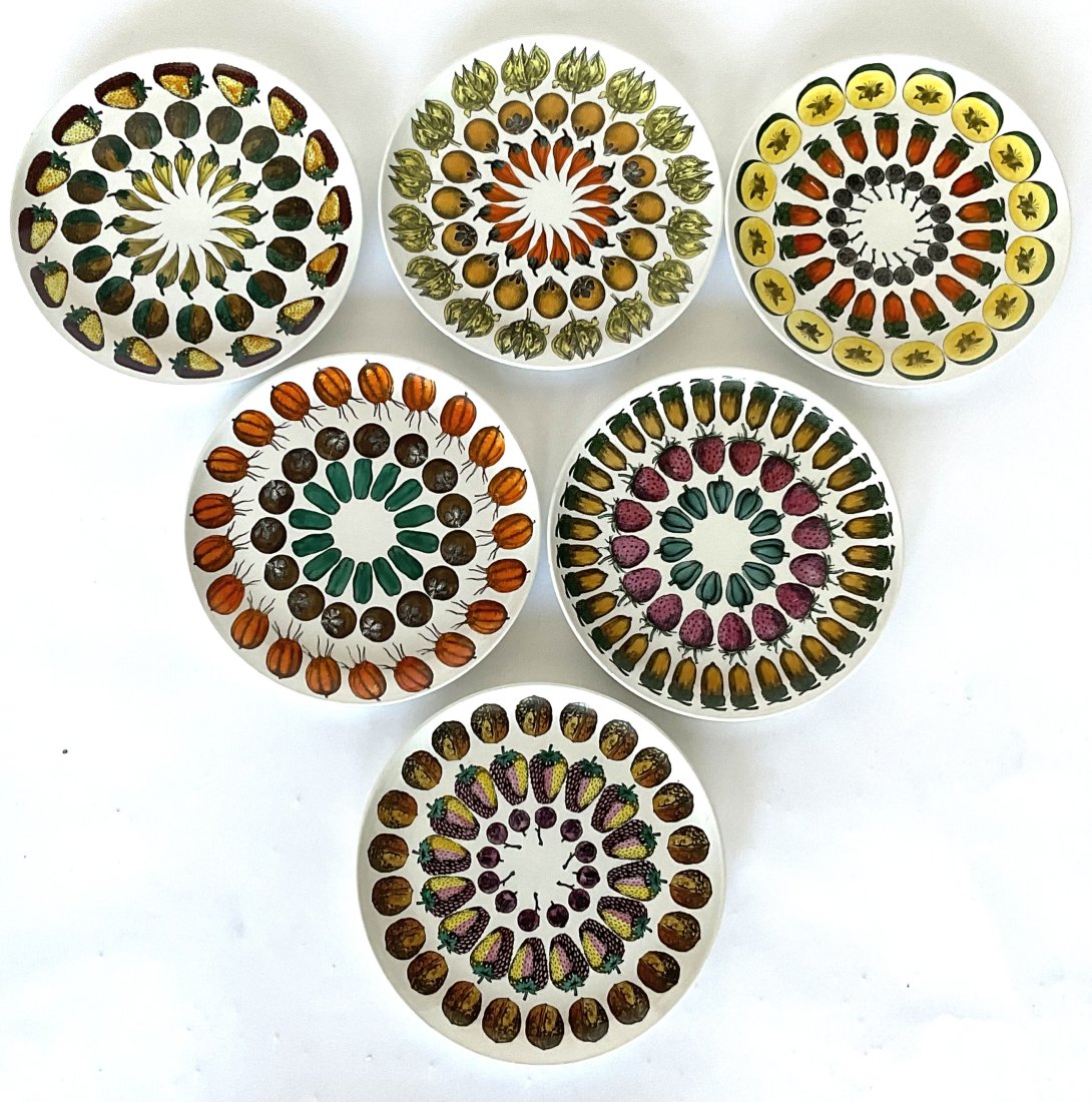 Piero Fornasetti Signed porcelain fruit Plates SET of Six (1 of 5)