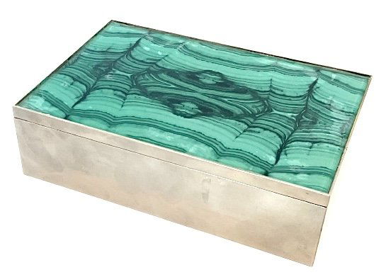 Signed Italy Box with Malachite décor: Signed Italy Box with Malachite décor