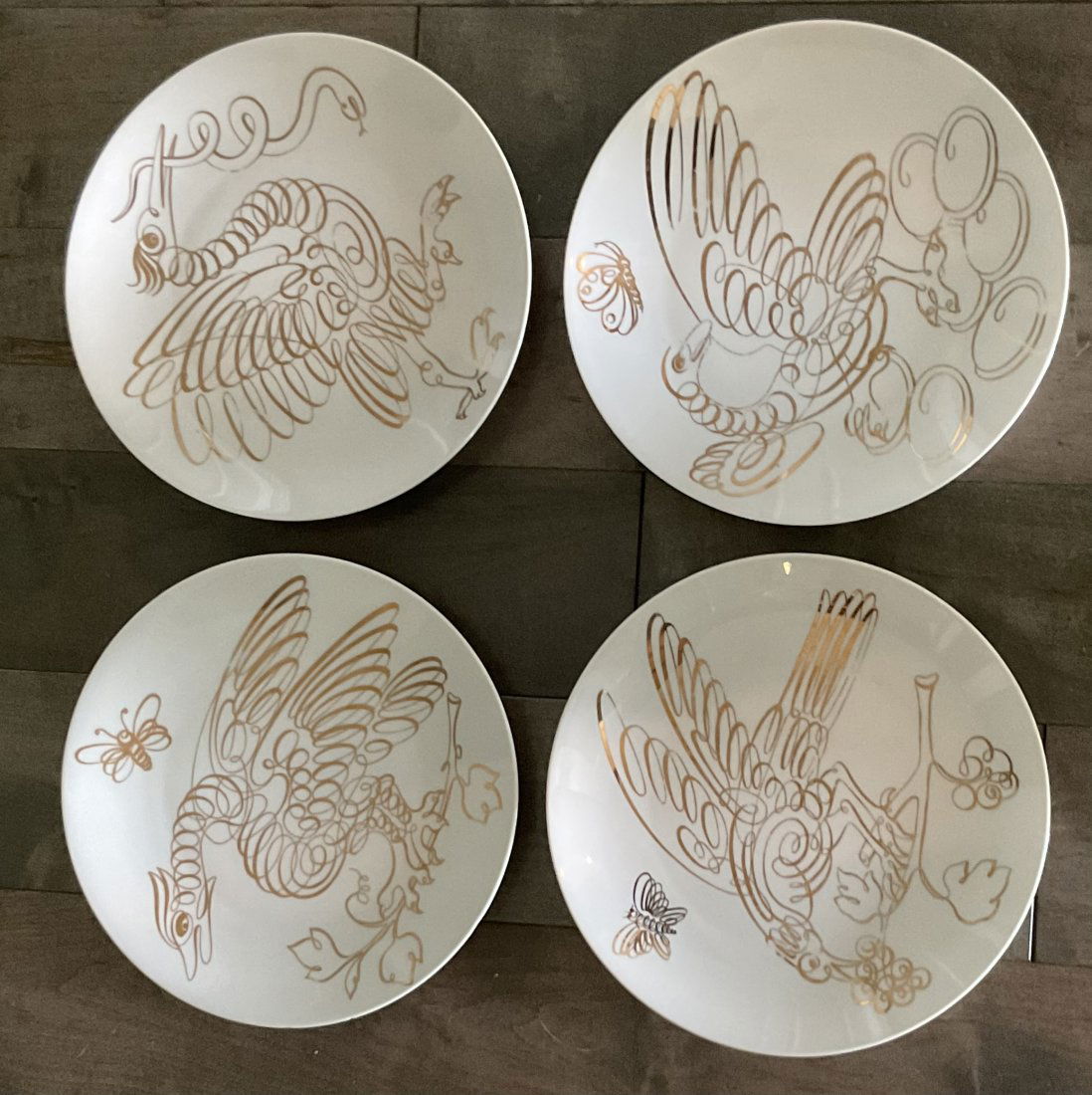 Piero Fornasetti Uccelli Calligrafici Set of 4 Plates (1 of 1)