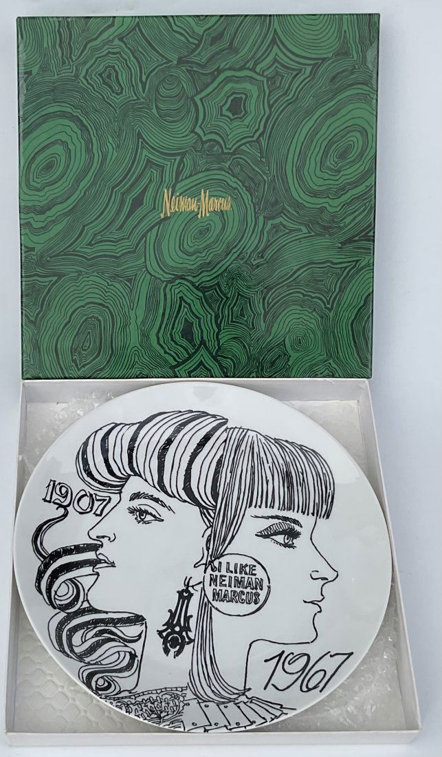 Piero Fornasetti Neiman Marcus Plate Dated with original box and anniversary card: Piero Fornasetti Neiman Marcus Plate Dated with original box and anniversary card
