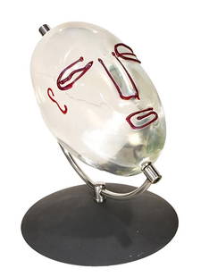 Luigi Benzoni Murano Art Glass Rotating head sculpture signed by the artist: Luigi Benzoni Murano Art Glass Rotating head sculpture signed by the artist