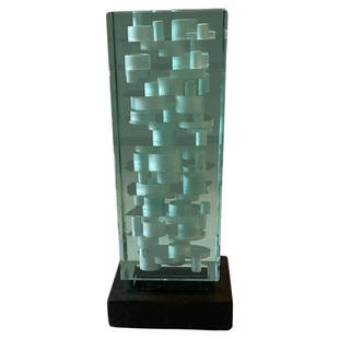 Luciano Vistosi Geometric Murano Art Glass sculpture signed and dated 1985: Luciano Vistosi Geometric Murano Art Glass sculpture signed and dated 1985