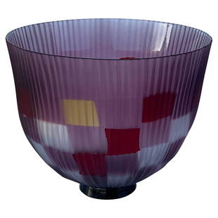 Tsuchida Yasuhiko Studio Art Glass Battuto Patchwork bowl or vase: Tsuchida Yasuhiko Studio Art Glass Battuto Patchwork bowl or vase