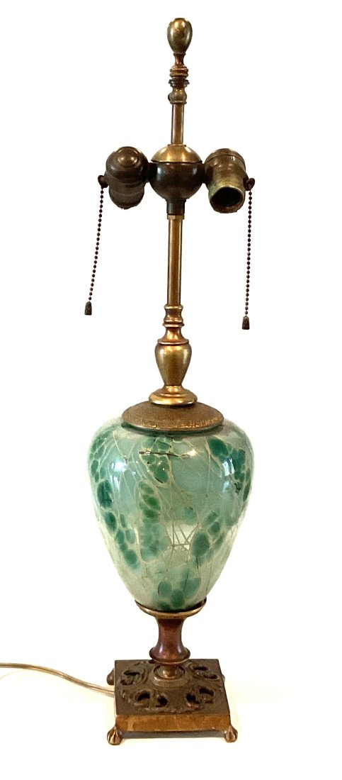 Attributed Tiffany Studios Art Glass Cassidy base Table Lamp (1 of 6)