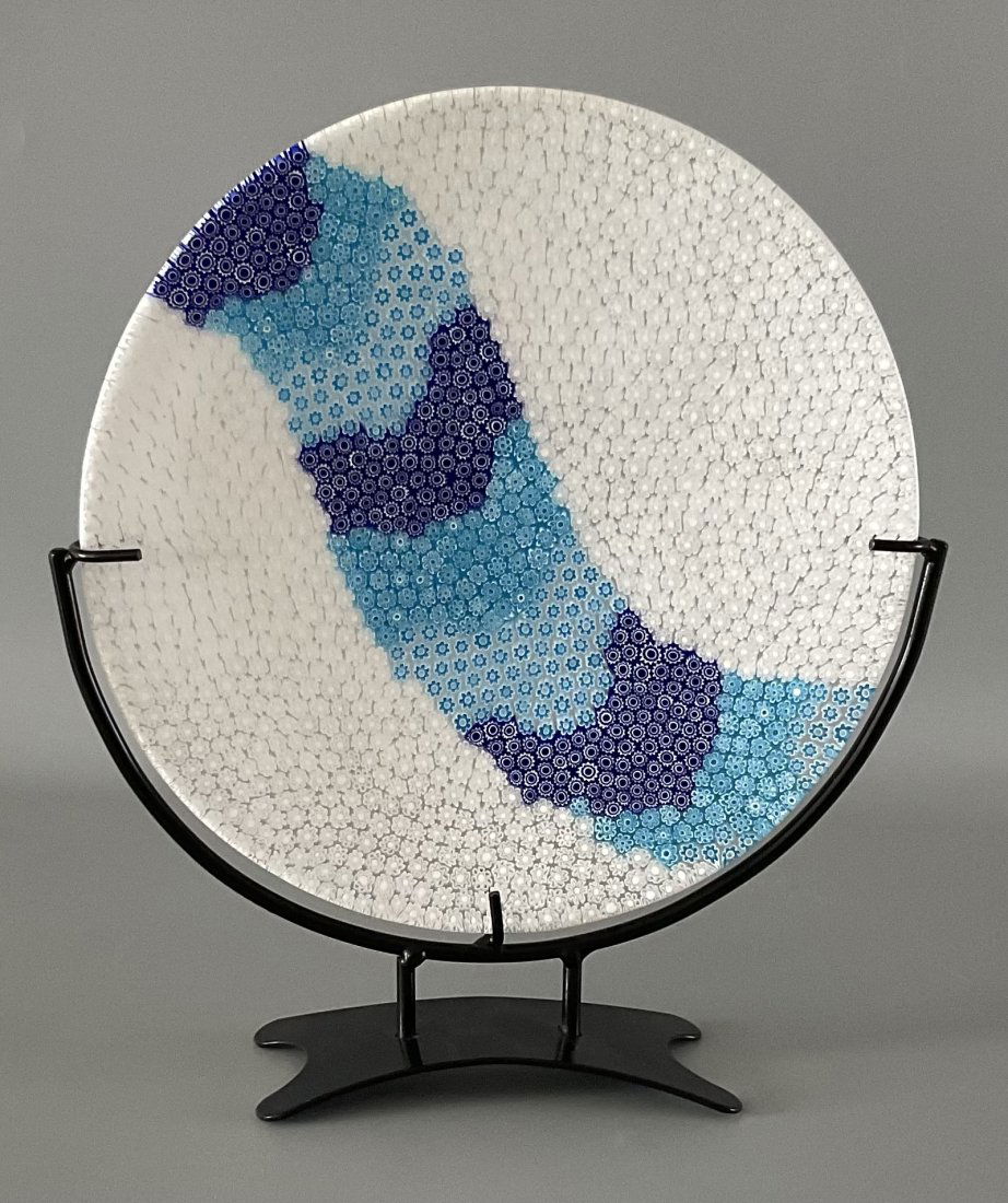 Venini White Murrine Sculpture with stand signed Venini Italia (1 of 2)