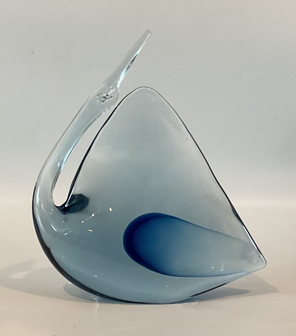 Antonio Da Ros Cenedese Murano Sommerso Swan Sculpture: Antonio Da Ros Cenedese Murano Sommerso Swan Sculpture