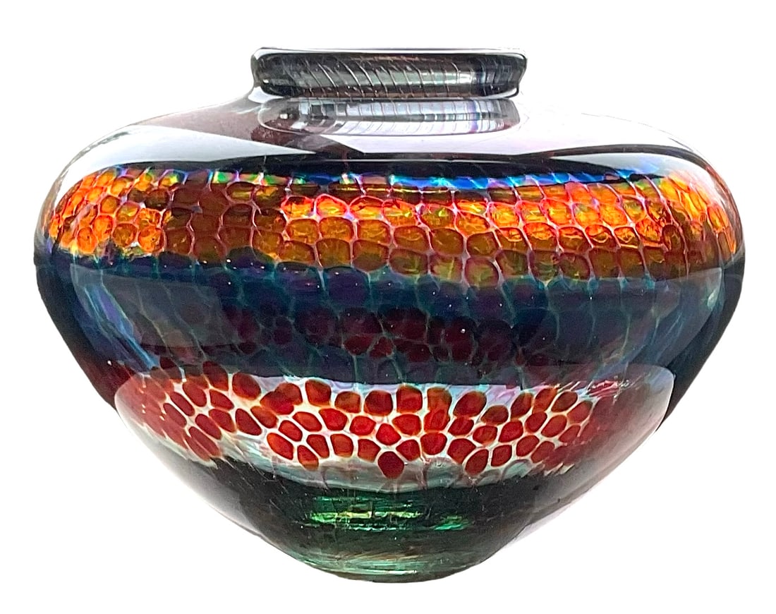 Stephen Rolfe Powell (1951-2019) Mosaic Murrine art glass vase signed and dated by the artist 1992 (1 of 5)