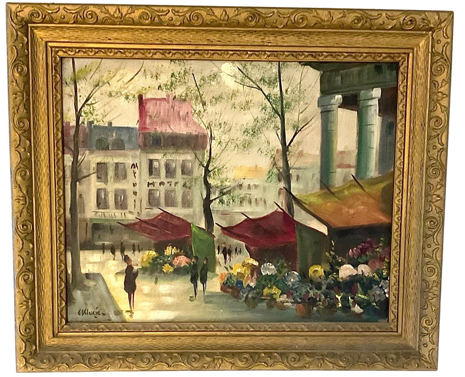 Constantine Kluge (1912-2003) Scenic Oil on Canvas Café City Scene (1 of 5)