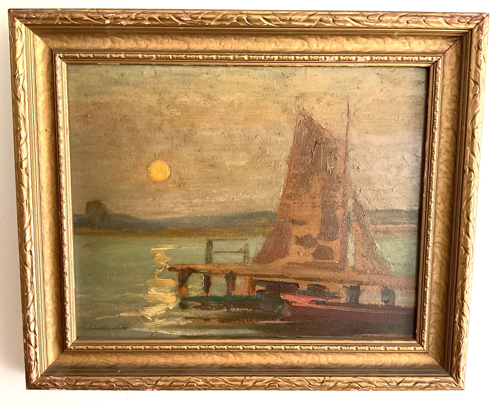 Joseph W Gies (1860-1935) oil on canvas titled Moonlight Circa 1917 (1 of 7)