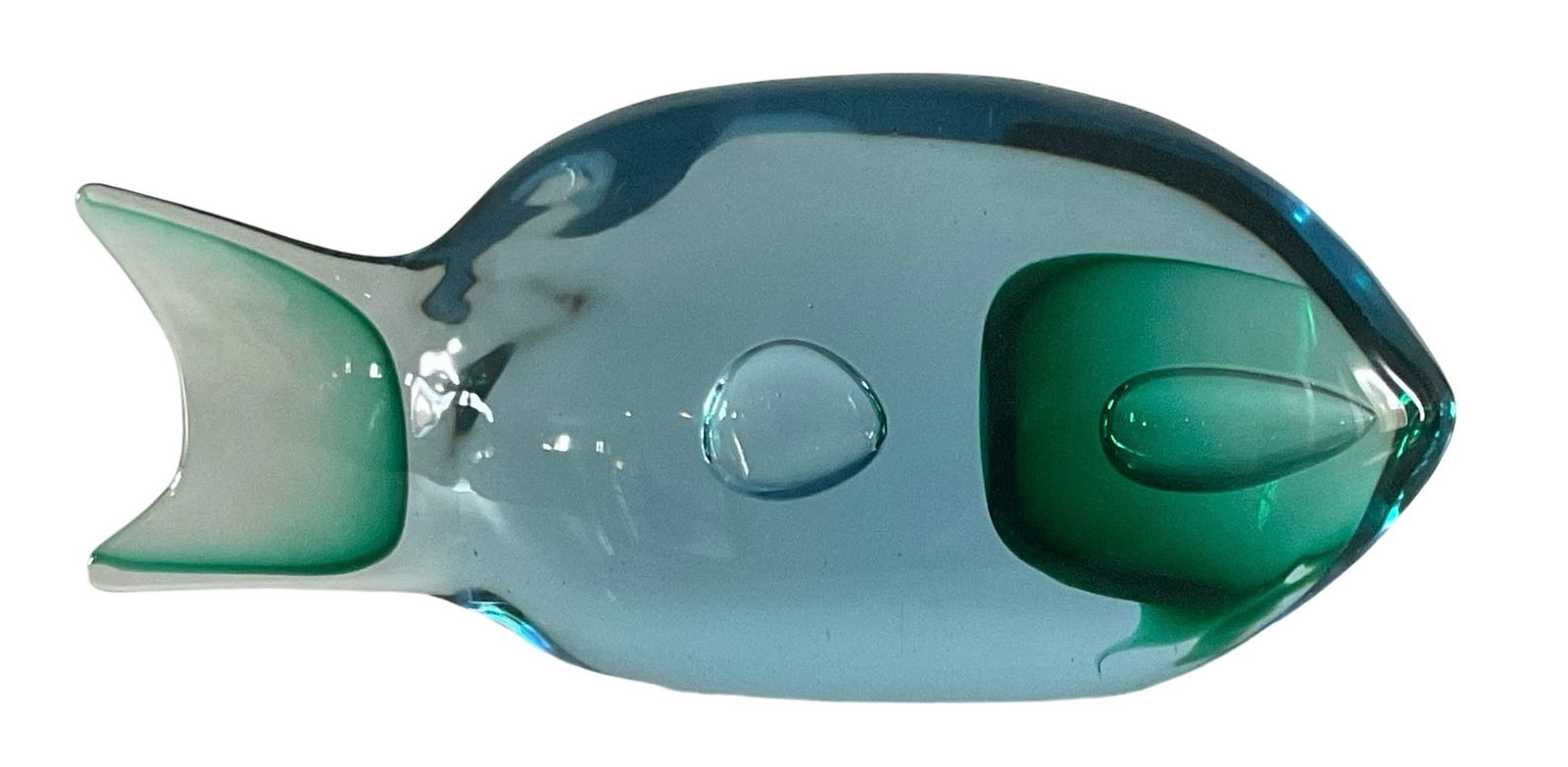 Antonio Da Ros Cenedese Murano Art Gass Sommerso fish with large bubble: Antonio Da Ros Cenedese Murano Art Gass Sommerso fish with large bubble