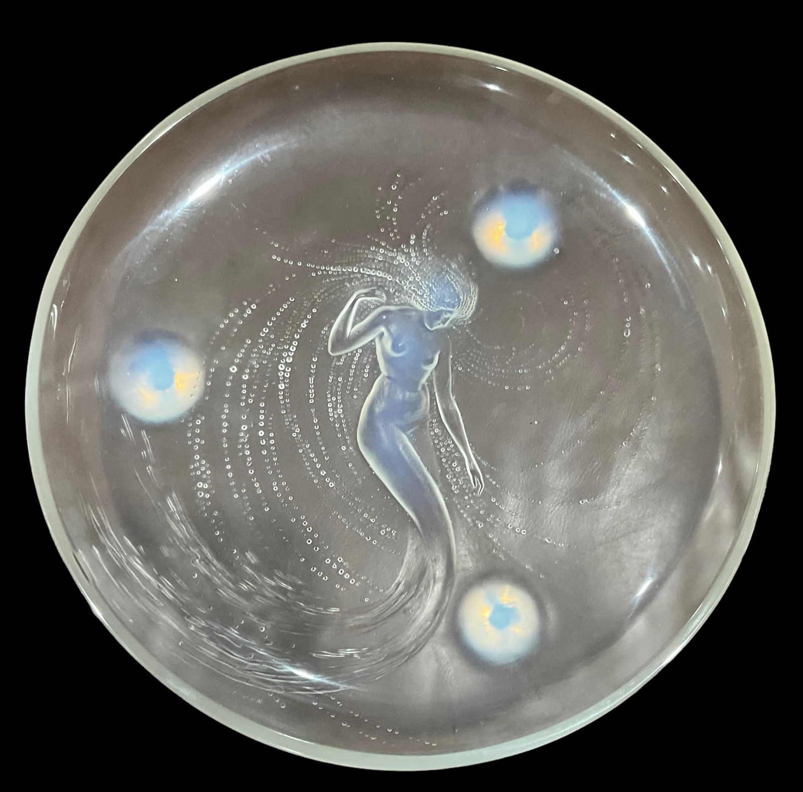 Rene Lalique Signed R Lalique Opalescent Trepied Sirene Bowl (1 of 3)
