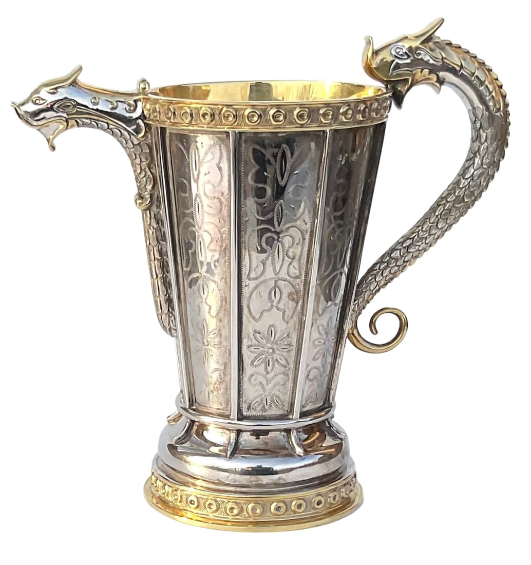 TANE Mexico Sterling Silver Gilt decorating amazing Los Castillo Style signed pitcher form (1 of 4)