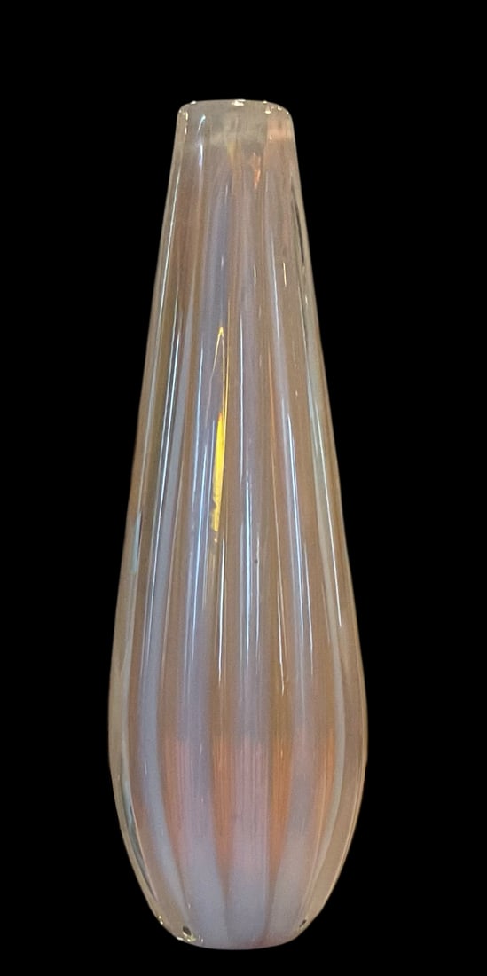 Archimede Seguso Attributed Murano art glass ribbed opalescent glass vase (1 of 5)